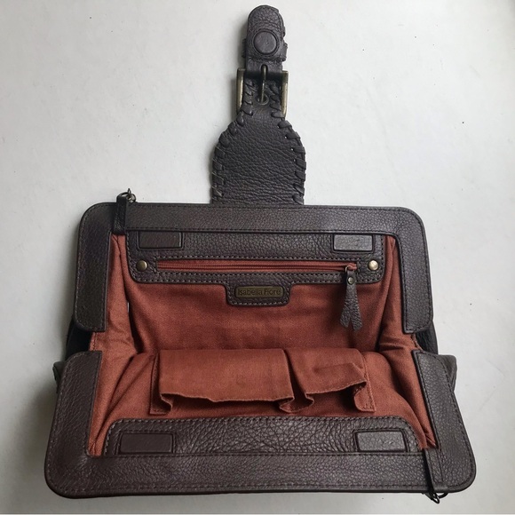 Isabella Fiore Purse Clutch Crossbody Whipstitch Studded Chain - Picture 3 of 5